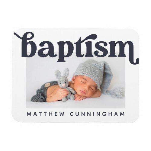 Baptism Modern Bold Simple  Photo Thank You Magnet