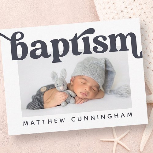 Baptism Modern Bold Simple  Photo Thank You Postcard
