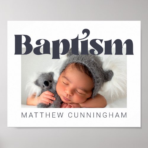 Baptism Modern Bold Simple  Photo Thank You Poster