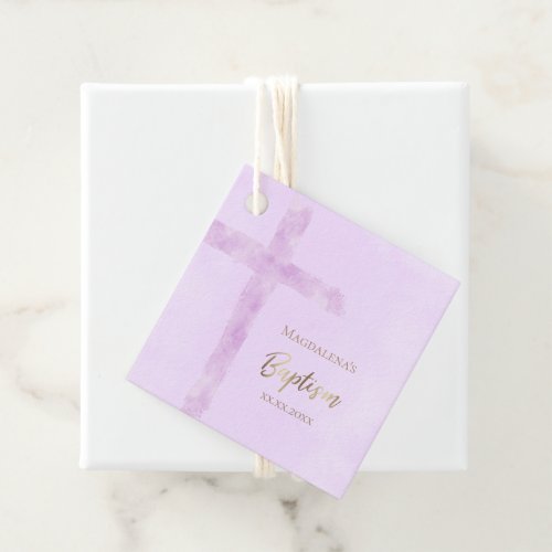 Baptism modern lilac watercolor favor tags
