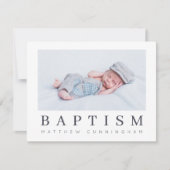 Baptism Modern Minimalist Custom Photo Thank You Card (Front)