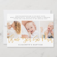 Baptism Modern Simple Chic Photo Thank You Card