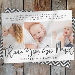 Baptism Modern Simple Chic Photo Thank You Card