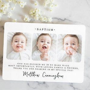 Baptism Modern Simple Chic Photo Thank You Card