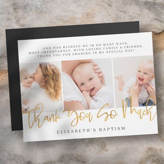 Baptism Modern Simple Chic Photo Thank You Card (Creator Uploaded)