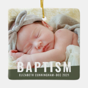 Baptism Modern Simple Custom Baby Photo Ceramic Ornament