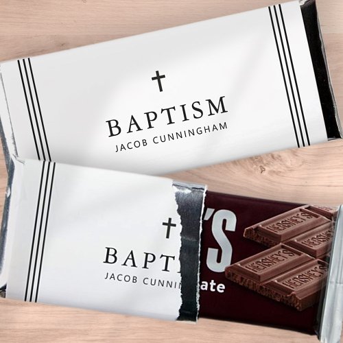 Baptism Modern Simple Elegant Cross Hershey Bar Favors