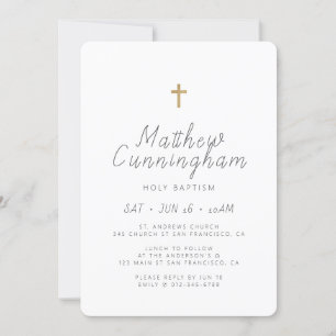 Baptism Modern Simple Minimalist Cross Invitation