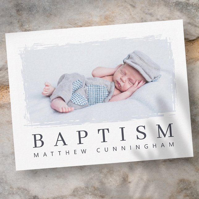 Baptism Modern Simple Minimalist Custom Photo Thank You Card (Creator Uploaded)
