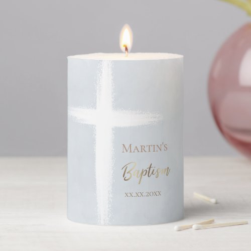 Baptism modern watercolor votive candle