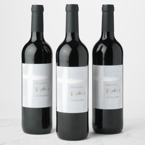 Baptism modern watercolor  wine label