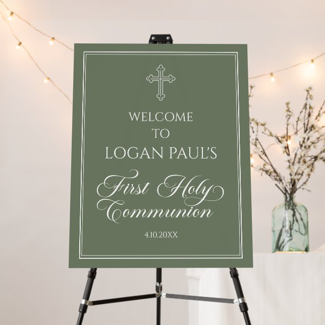 Baptism Modern Welcome Sign Green (In Situ (Stand))