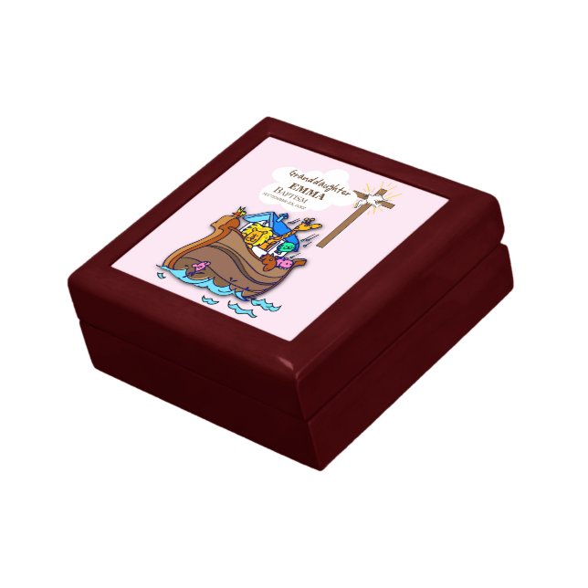 Baptism Noah's Ark Granddaughter Personalized Gift Box (Side)