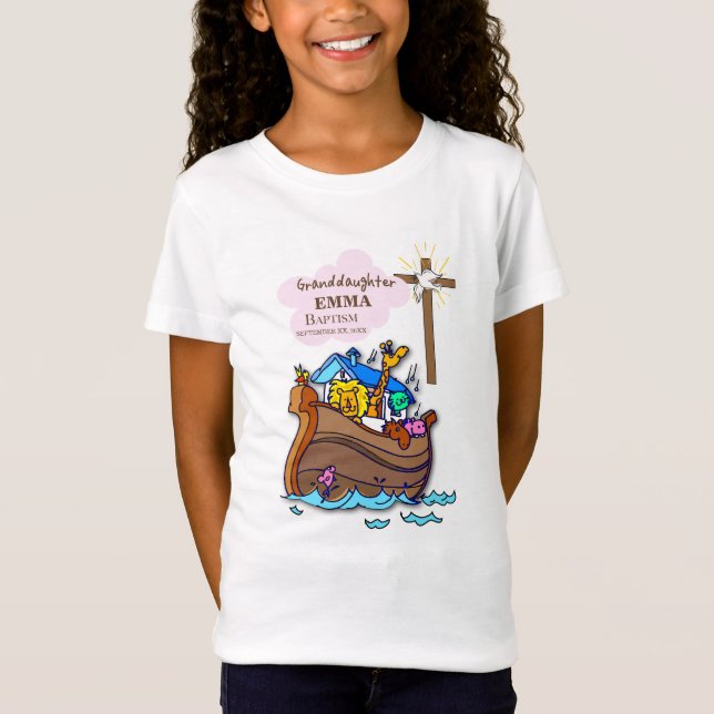 Baptism Noah's Ark Granddaughter Personalized T-Shirt (Front)