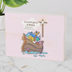 Baptism Noah's Ark Granddaughter Personalized Wooden Box Sign