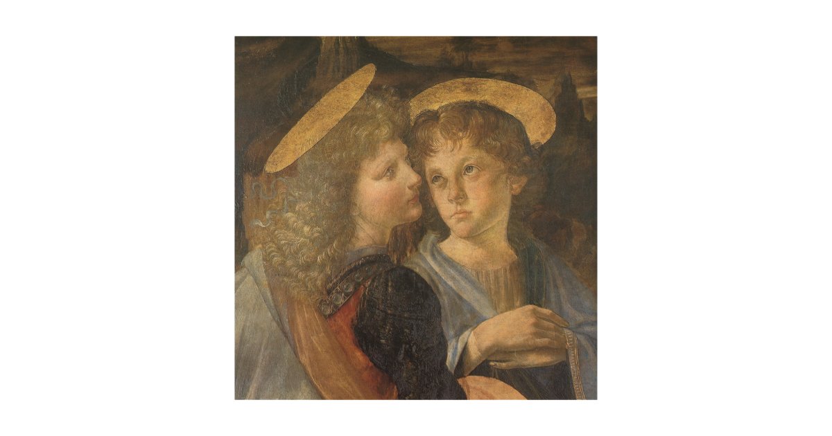 Baptism Of Christ Angels By Leonardo Da Vinci Wood Wall Art