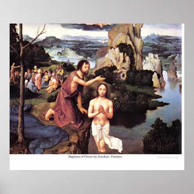 Baptism of Christ by Joachim Patinier Poster (Front)