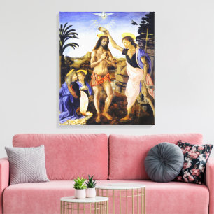 Baptism of Christ by Leonardo da Vinci Fine Art Canvas Print