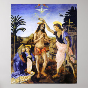Baptism of Christ by Leonardo da Vinci Fine Art Poster
