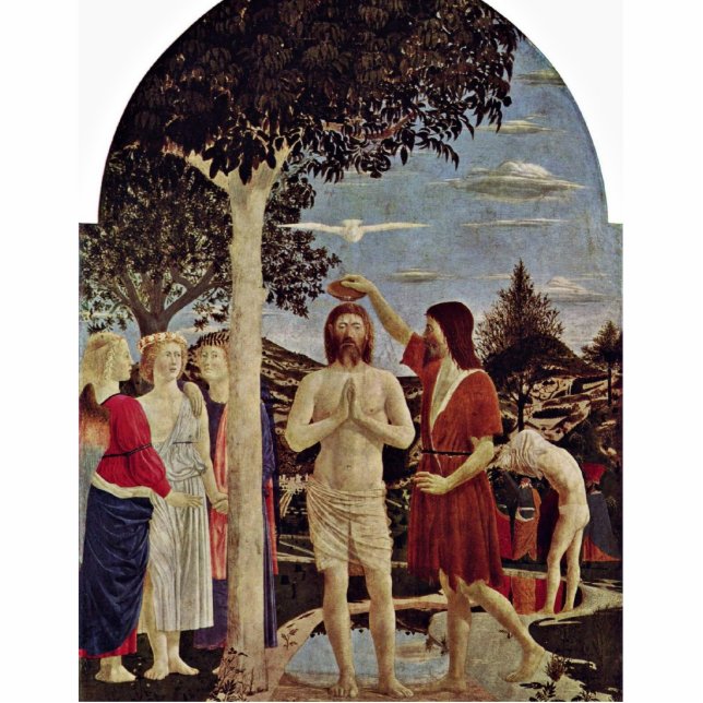 Baptism Of Christ By Piero Della Francesca Statuette (Front)