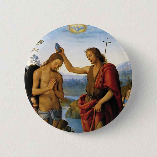 Baptism of Christ by Pietro Perugino Button (Front)