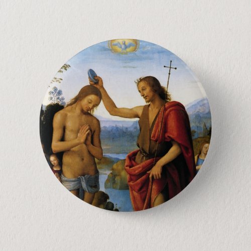 Baptism of Christ by Pietro Perugino Button