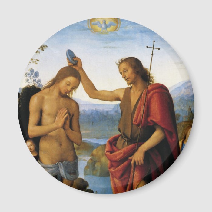 Baptism of Christ by Pietro Perugino Fridge Magnets