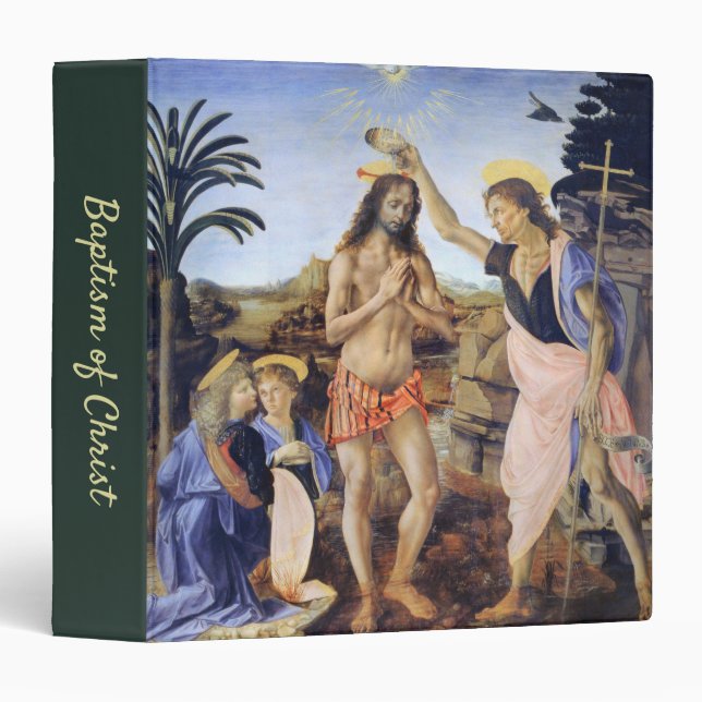 Baptism of Christ by Verrocchio, Leonardo da Vinci 3 Ring Binder (Front/Spine)