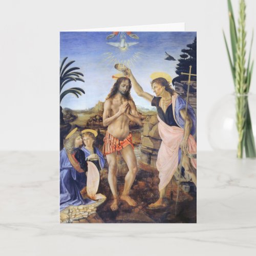 Baptism of Christ by Verrocchio Leonardo da Vinci Card