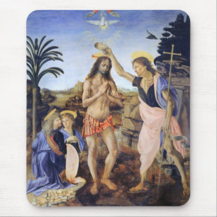 Baptism of Christ by Verrocchio, Leonardo da Vinci Mouse Pad