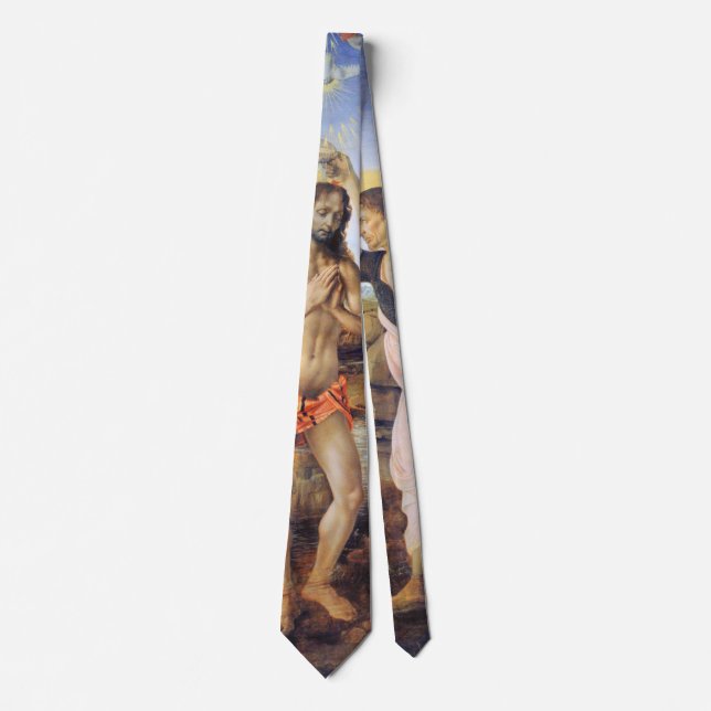 Baptism of Christ by Verrocchio, Leonardo da Vinci Neck Tie (Front)