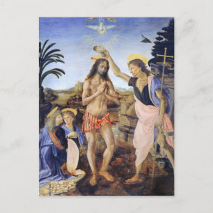 Baptism of Christ by Verrocchio, Leonardo da Vinci Postcard