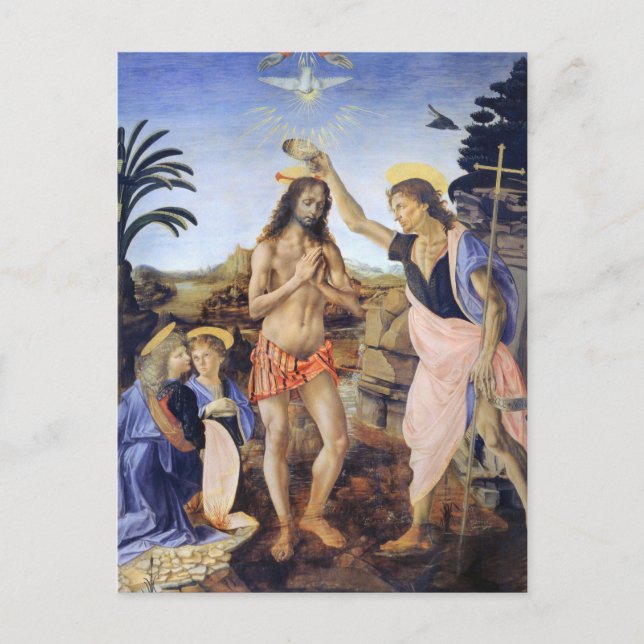 Baptism of Christ by Verrocchio, Leonardo da Vinci Postcard (Front)