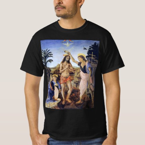 Baptism of Christ by Verrocchio Leonardo da Vinci T_Shirt