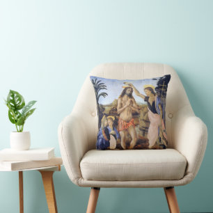 Baptism of Christ by Verrocchio, Leonardo da Vinci Throw Pillow