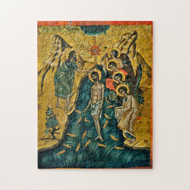 Baptism of Christ Orthodox Christian Icon Jigsaw Puzzle (Vertical)