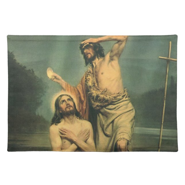 Baptism of Jesus Christ by John the Baptist Cloth Placemat (Front)