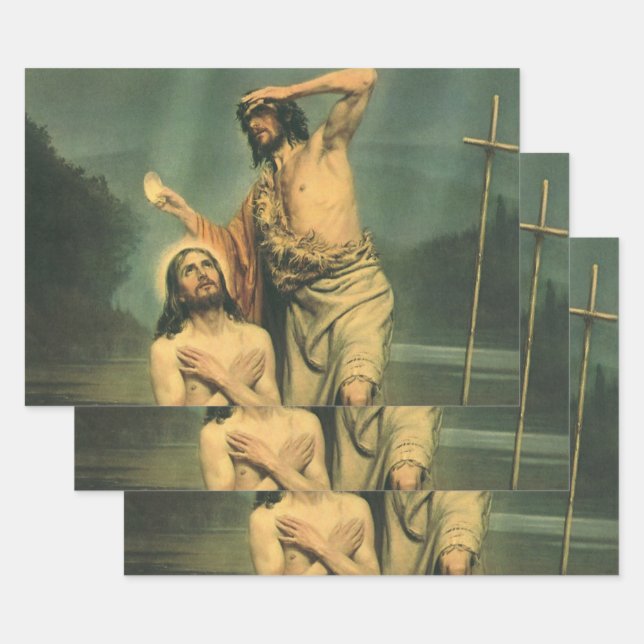 Baptism of Jesus Christ by John the Baptist Wrapping Paper Sheets (Set)