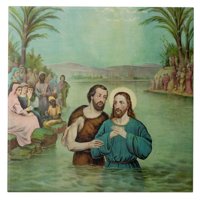 Baptism of Jesus Christ Ceramic Tile (Front)