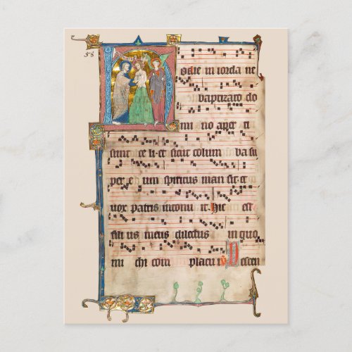 Baptism of Jesus Christ Medieval Chant Manuscript Postcard