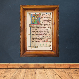 Baptism of Jesus Christ Medieval Chant Manuscript Poster