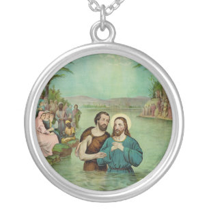 Baptism of Jesus Christ Silver Plated Necklace