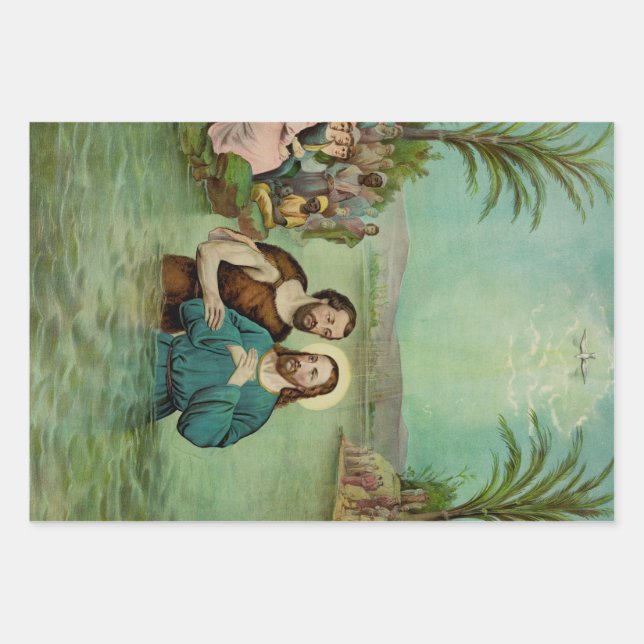 Baptism of Jesus Christ Wrapping Paper Sheets (Front)