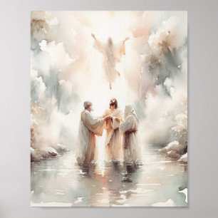 Baptism Of Jesus, Digital Print, Watercolor Jesus Poster