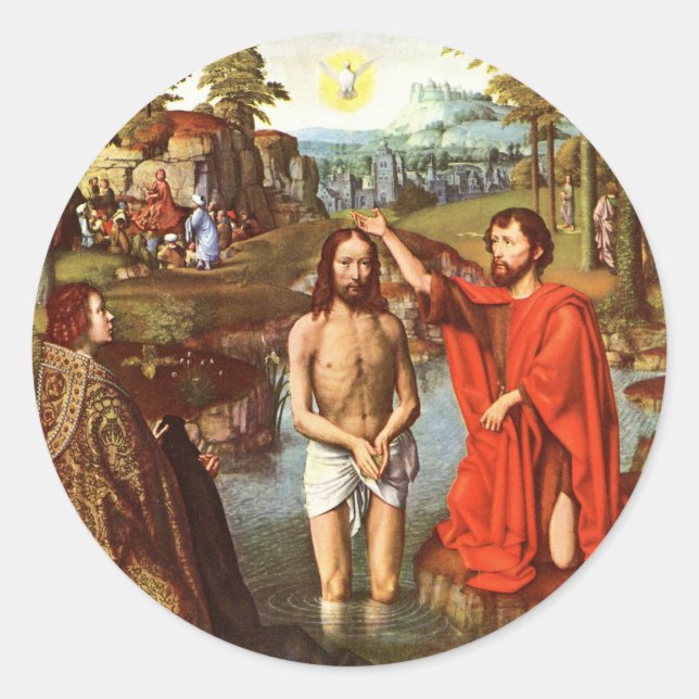 Baptism of Jesus painted by Masters Classic Round Sticker (Front)