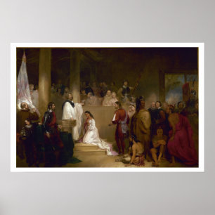 Baptism of Pocahontas Vintage Art Print Poster