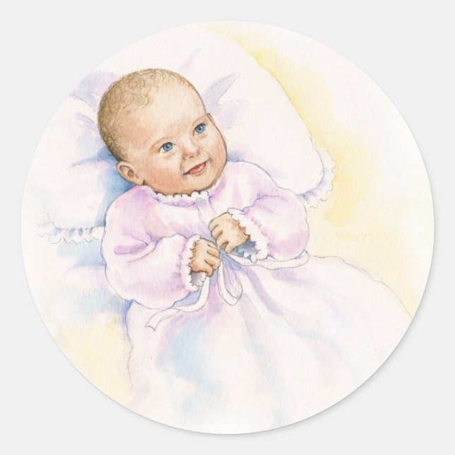 Baptism or Christening baby Classic Round Sticker (Front)