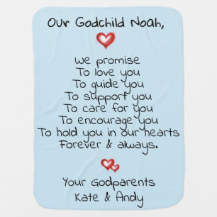 Baptism or Christening Gift to Godchild, Custom  Baby Blanket