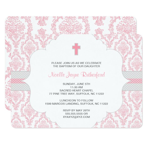 Baptism Or First Communion Invite For Girls / Pink