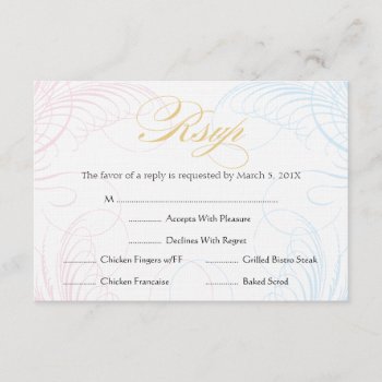 Baptism Or First Communion Rsvp  |  Blue And Pink by OrangeOstrichDesigns at Zazzle